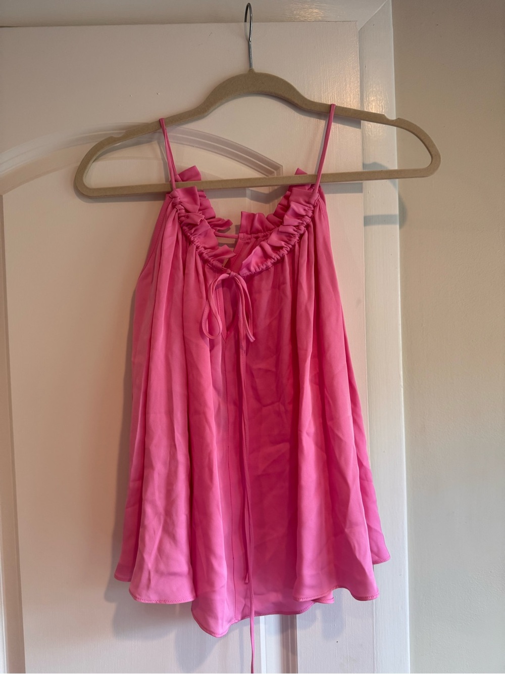 Milly Silk Ruffle-Trim Spaghetti Strap Tank Size S NWT